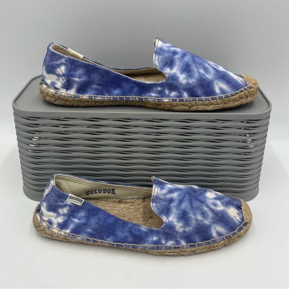 Soludos Blue Purple Tie Dye Canvas Slip On Shoes Size 9